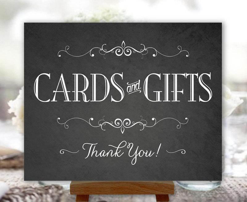 Hochzeit - Cards and Gifts Sign Chalkboard Printable Wedding Sign Party DIY Digital Instant Download (#CAR2C)