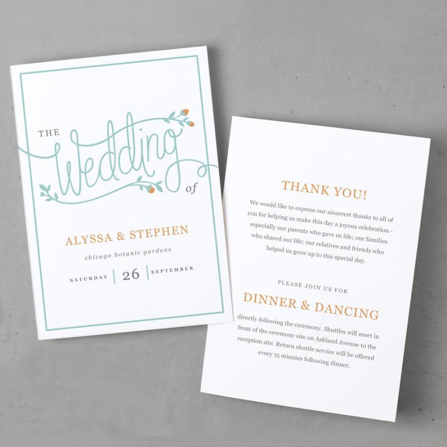 Hochzeit - Printable Wedding Program Template 