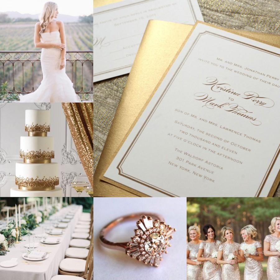 زفاف - Simple Gold Wedding Invitations, Gold Wedding, Gold Invites, Gold Invitations, Gold Foil, Simple Wedding, Simple Invitations, Elegant