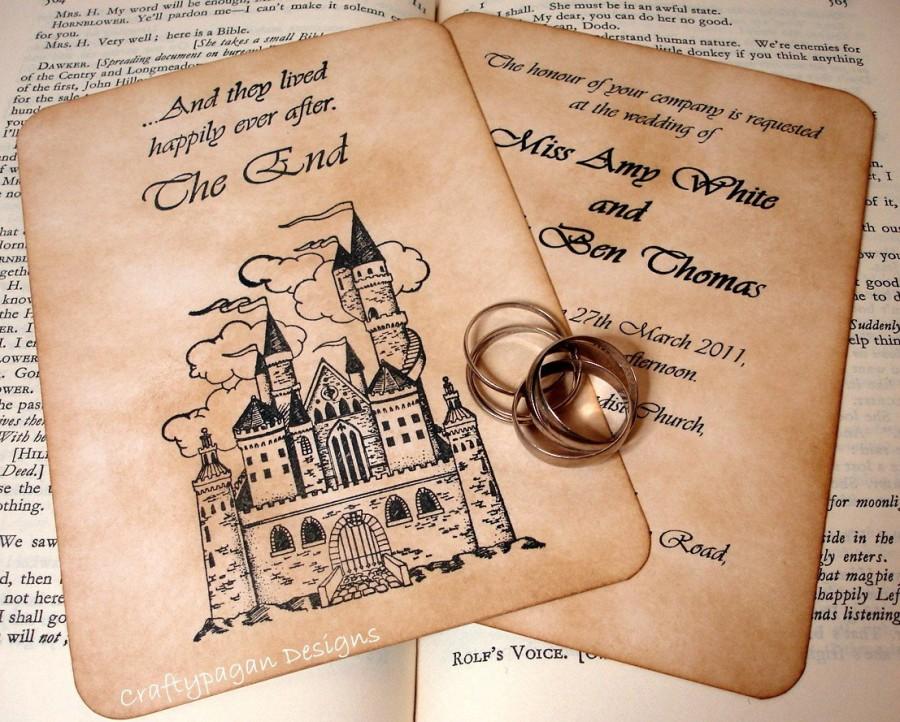 Свадьба - Fairytale Wedding Invitation and RSVP Card with Envelopes and Vintage Address Stickers or Love Seals