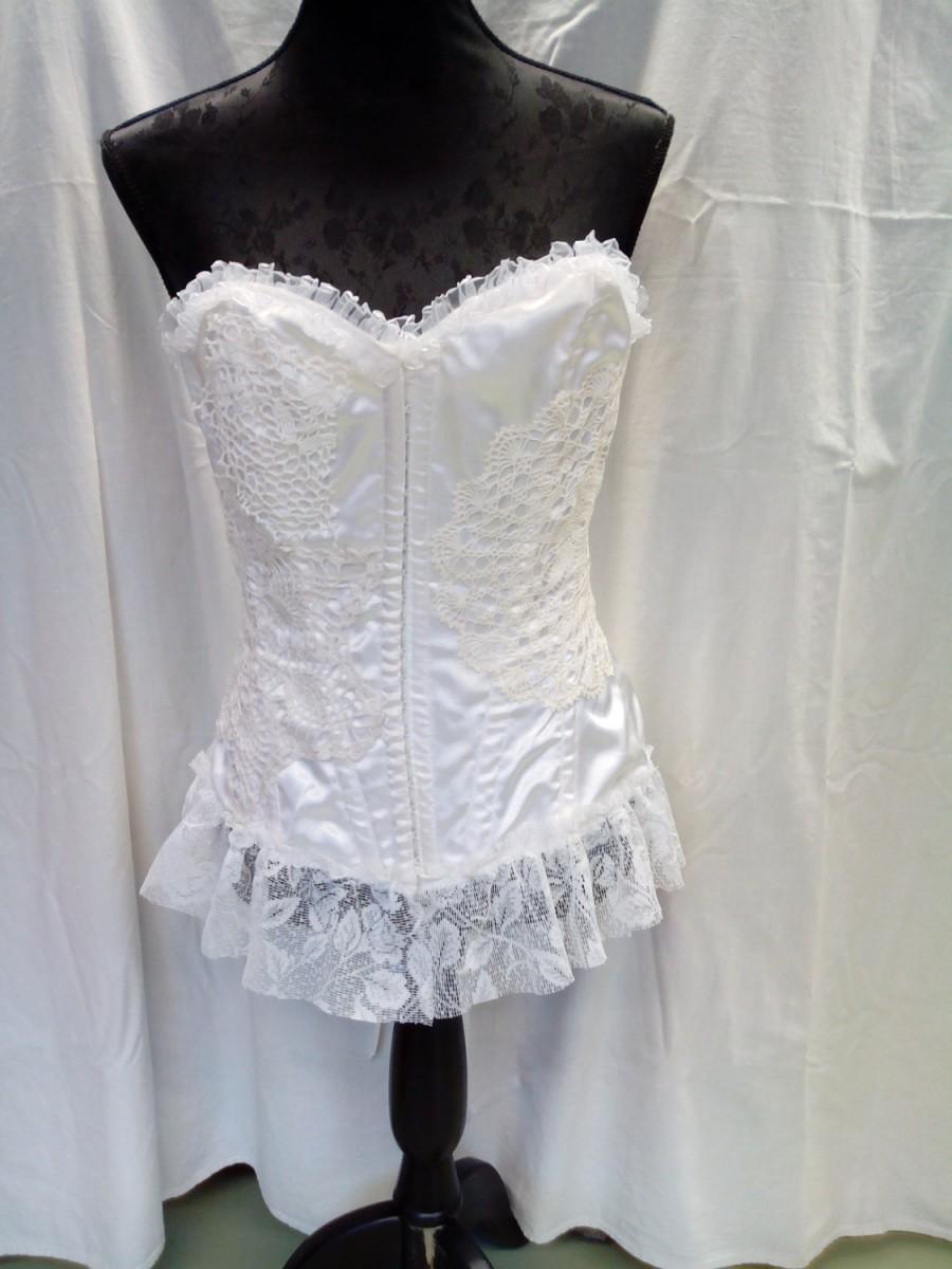 Свадьба - sale 20%off/White Bridal corset/OOAK/Endladesign/Handmade/wedding rustic corset/satin corset,shabby chic,romantic