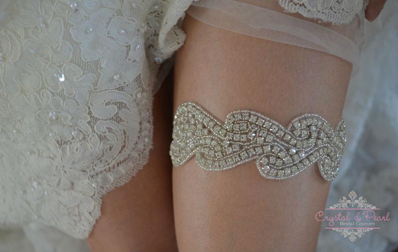 Свадьба - Crystal Vintage Wedding Garter Bride Luxury Lace Glamorous Pearl Great Gatsby Glam Rhinestone Gift Hen -   Art Deco Garter