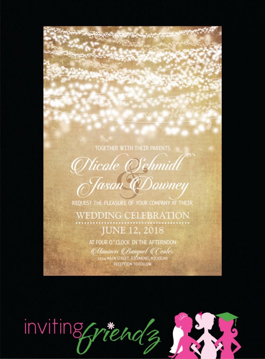 Hochzeit - String Light Printable Wedding Invitation with Response