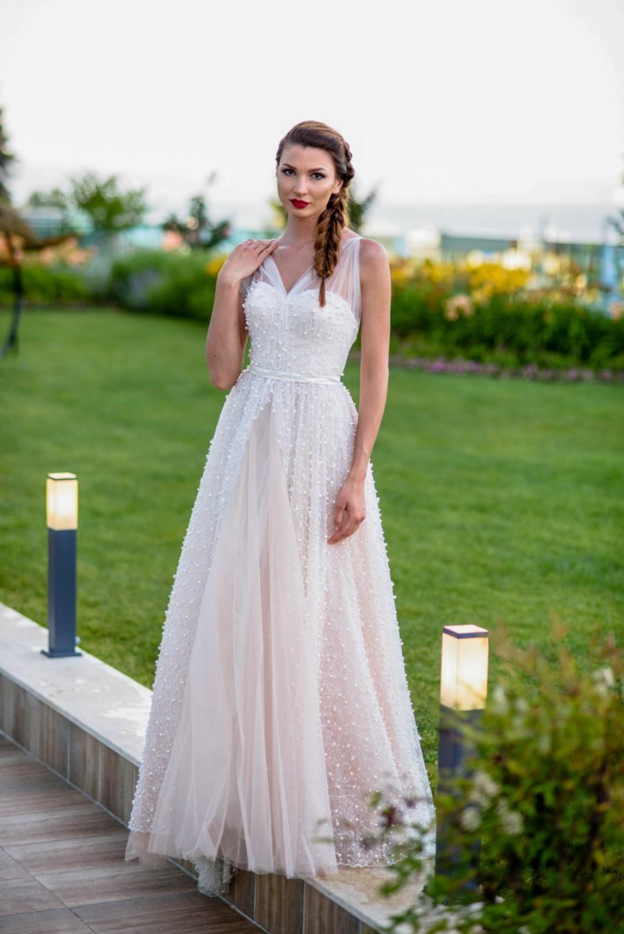 Mariage - Chic dress Prom dress Princess dress in pale pink Tulle dress Romantic gown Boho dress Formal gown Long gown Cocktail dress Sleeveless dress