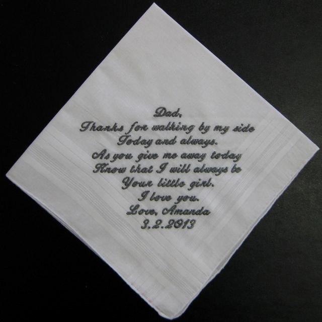 زفاف - Father of the Bride Handkerchief --corner design with Wedding date, White