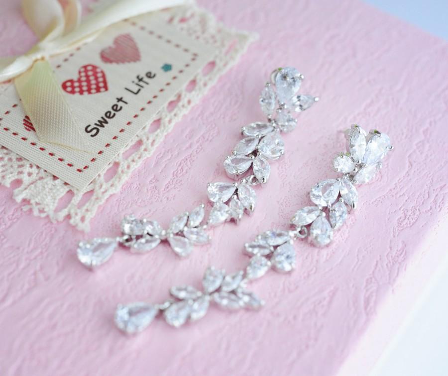 زفاف - Wedding Earrings Swarovski Earrings Zirconia Chandelier Earrings Bridesmaid Gift Crystal Wedding Earrings Bridal Earrings Swarovski Jewelry