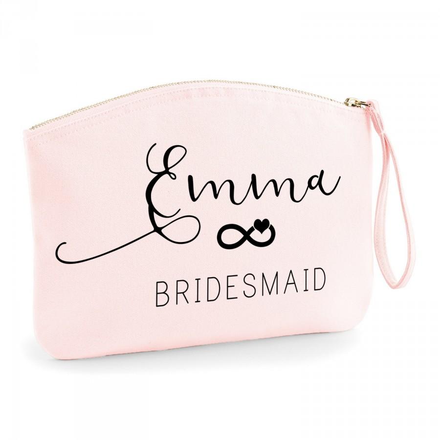 Свадьба - Personalised Beautiful Infinity Organic Spring Wristlet Bridesmaid Makeup Bag - Wedding cosmetic bag - Gifts for the Bride - Accessory Bag
