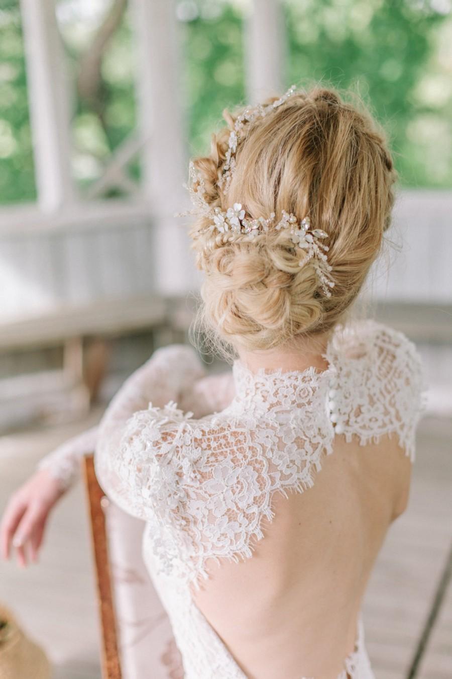 Wedding - Cascading floral headpiece