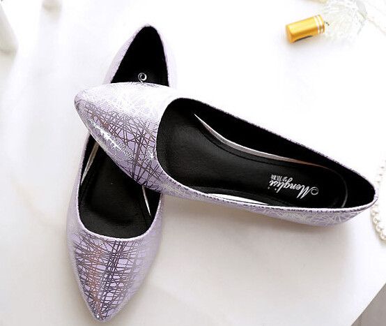 زفاف - Flats Ladies Wedding Shoes Silver Gold Ballerina Shoes