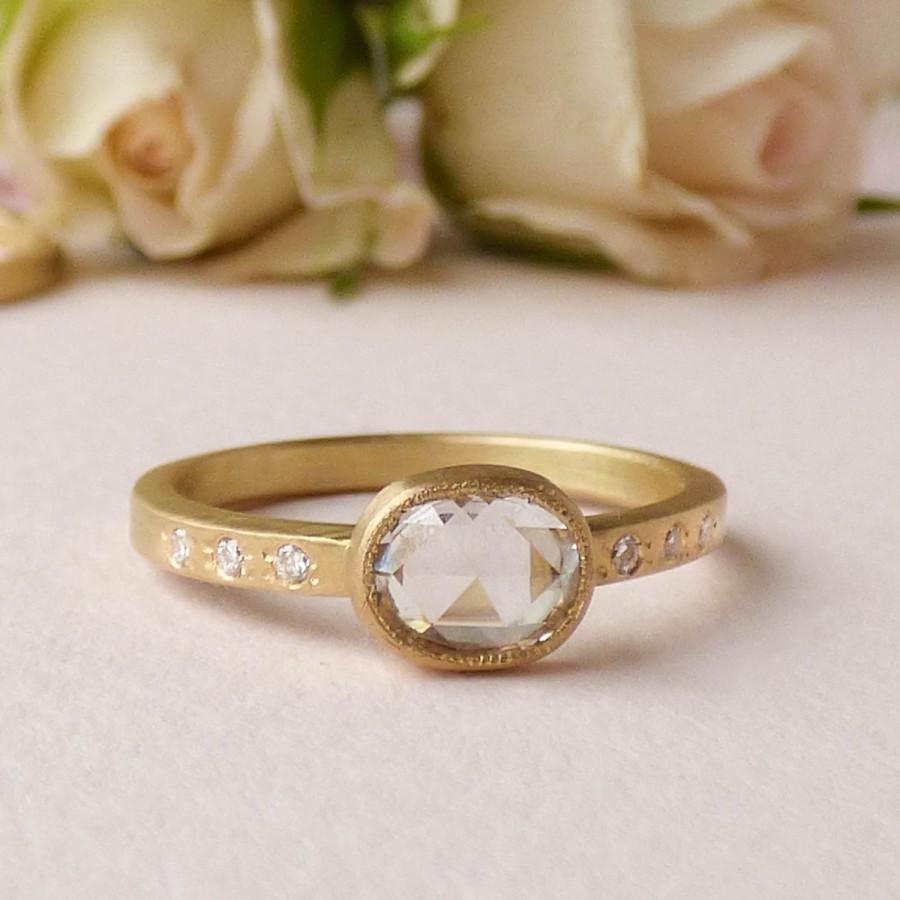 زفاف - Iris - 18ct Fairtrade Gold Ethical Engagement Ring with Rose Cut Diamond