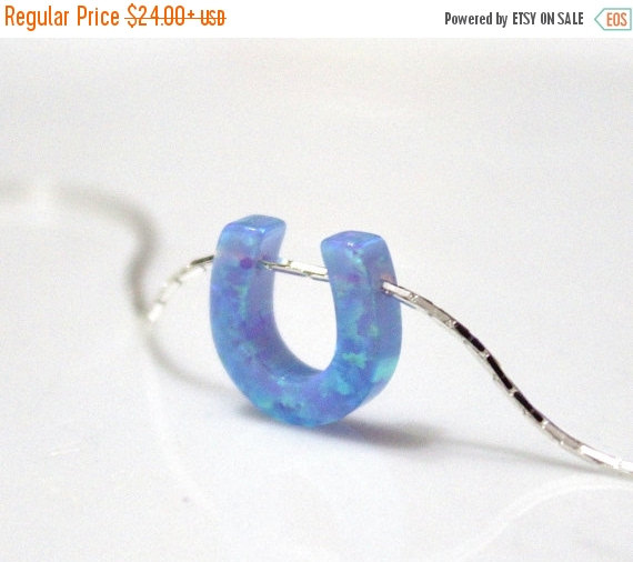 Wedding - Spring Sale Opal Horseshoe Necklace, Lucky Horseshoe, Opal jewelry, Luck Necklace, Horseshoe Charm, Everyday Necklace, Gift for Her, Sterlin