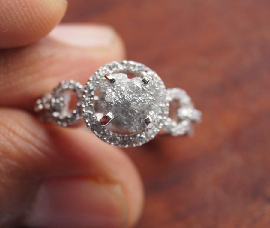 زفاف - 1.75 cts Gray Raw diamond ring, Gray diamond ring, promise ring, engagement ring, raw stone, Gray rough diamond ring, natural diamond ring