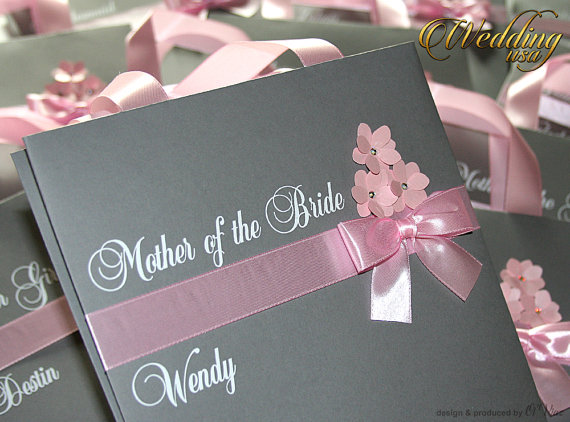 زفاف - Rose & Gray Custom Bridesmaids' Gift Bag - Personalized Bachelorette Party Gift Paper Bags - Bridal Shower gifts - Wedding Welcome Bags