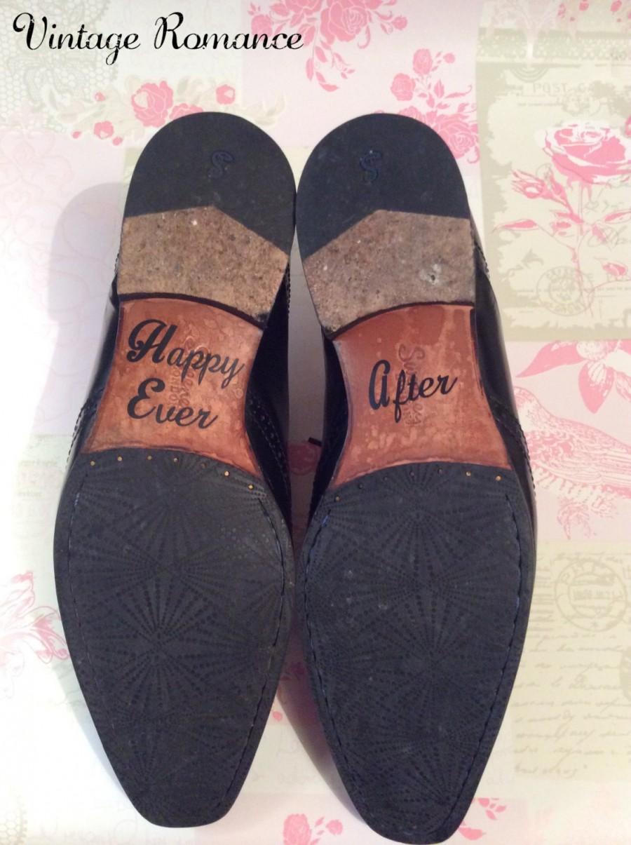 Wedding - Mens Wedding Day shoe sole vinyl decals / stickers Happy Ever After
