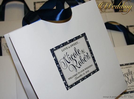 زفاف - 20 Personalized gifts Wedding Welcome Bags with ribbon & tag - wedding gifts bag - wedding favors bag - anniversary gifts - wedding favours