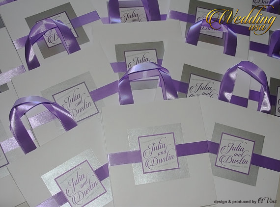 Свадьба - 20 Wedding Hotel Welcome Bags with Lavender ribbon and tag - Custom Wedding bags Elegant Paper Bags Out of Town Bags Bridal Shower bags