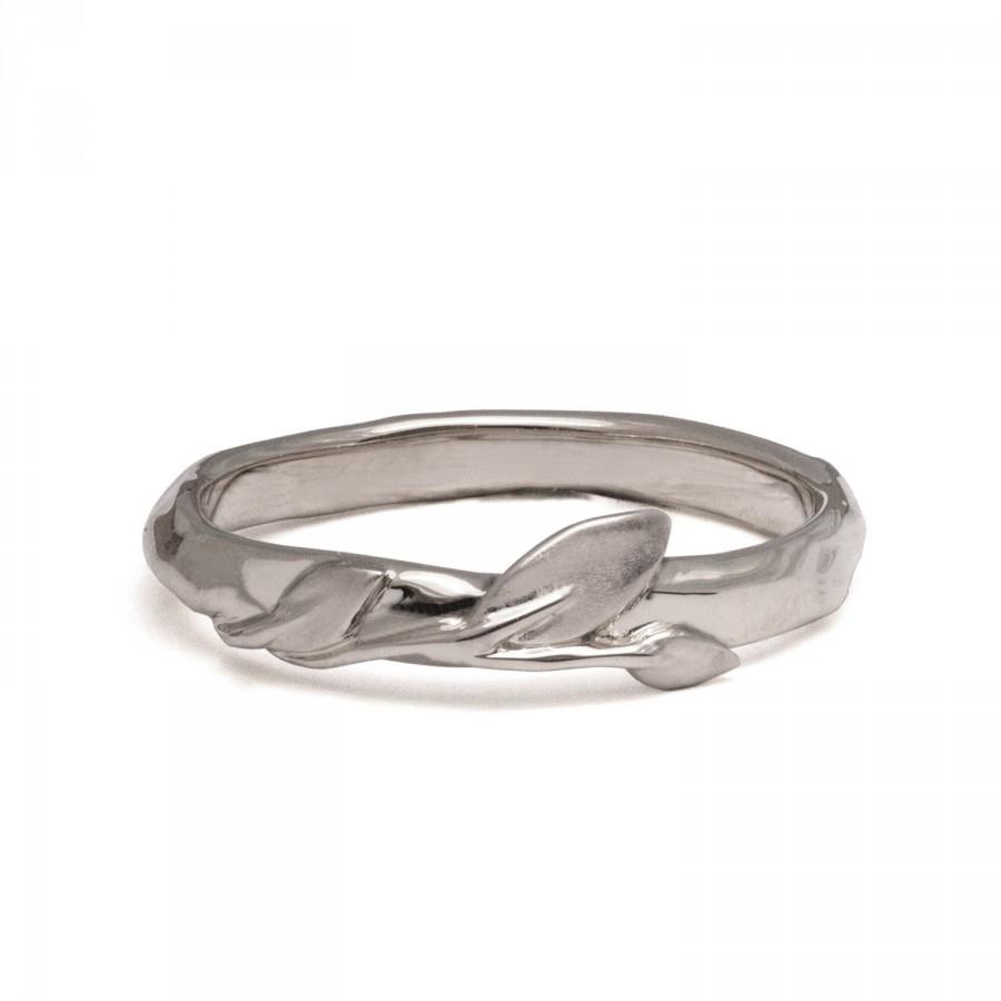 زفاف - Leaves Ring no.9 - 18K White Gold Ring, unisex ring, wedding ring, wedding band, leaf ring, filigree, antique, art nouveau, vintage