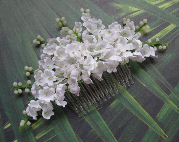 زفاف - Lily of valley Hair Flower Comb -Weddings-