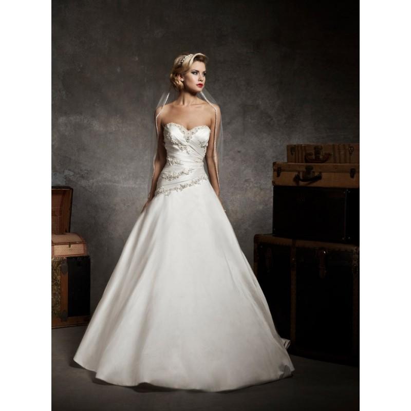 Wedding - Sweetheart schulterfreies Ball Kleid Brautkleid asymmetrisch Gürtellinie tief V-Rücken - Festliche Kleider 