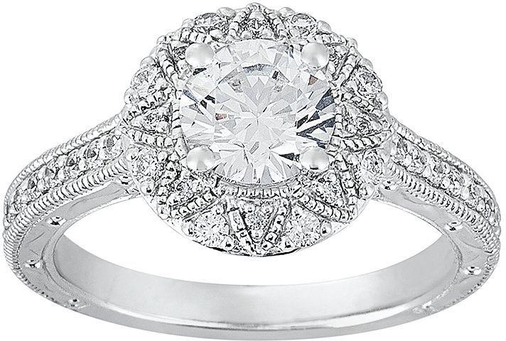 زفاف - Cherish Always Round-Cut Diamond Engagement Ring in 14k White Gold (1 1/3 ct. T.W.)