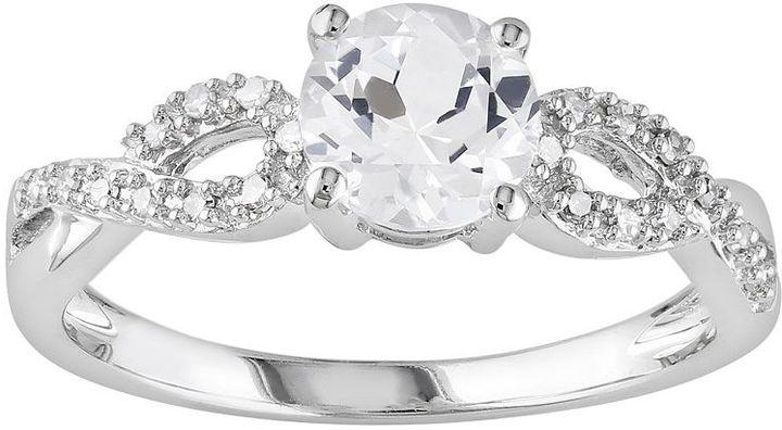Hochzeit - 10k White Gold 1/10 Carat T.W. Diamond & Lab-Created White Sapphire Twist Wedding Ring