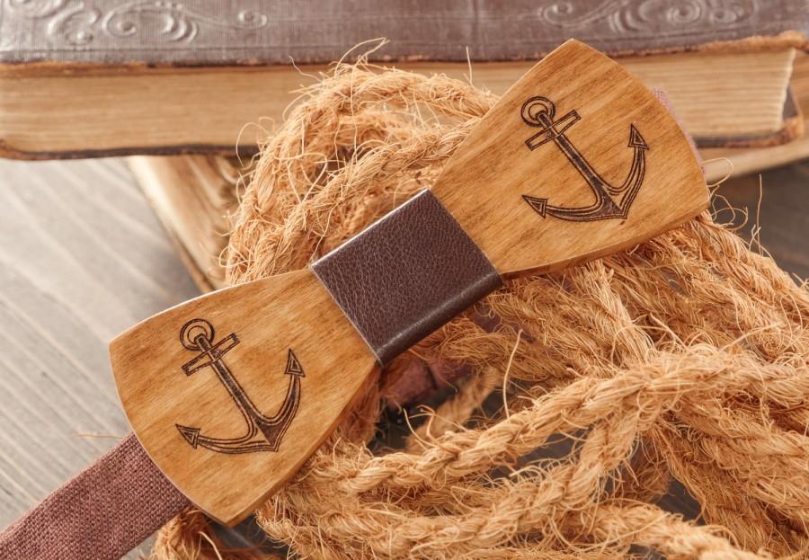 Wedding - Anchor wooden bow tie, Bow Tie, Unique handcrafted accessories,  Gift for him, Gifts for Mens, Mens accessories, Rustic Bow Tie, Seaman gift
