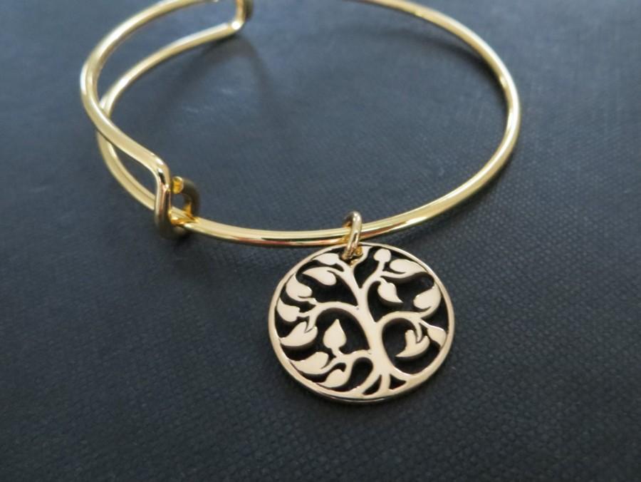 Свадьба - Mother of groom gift, Tree of life bangle bracelet, wedding day gift from bride, future mother in law