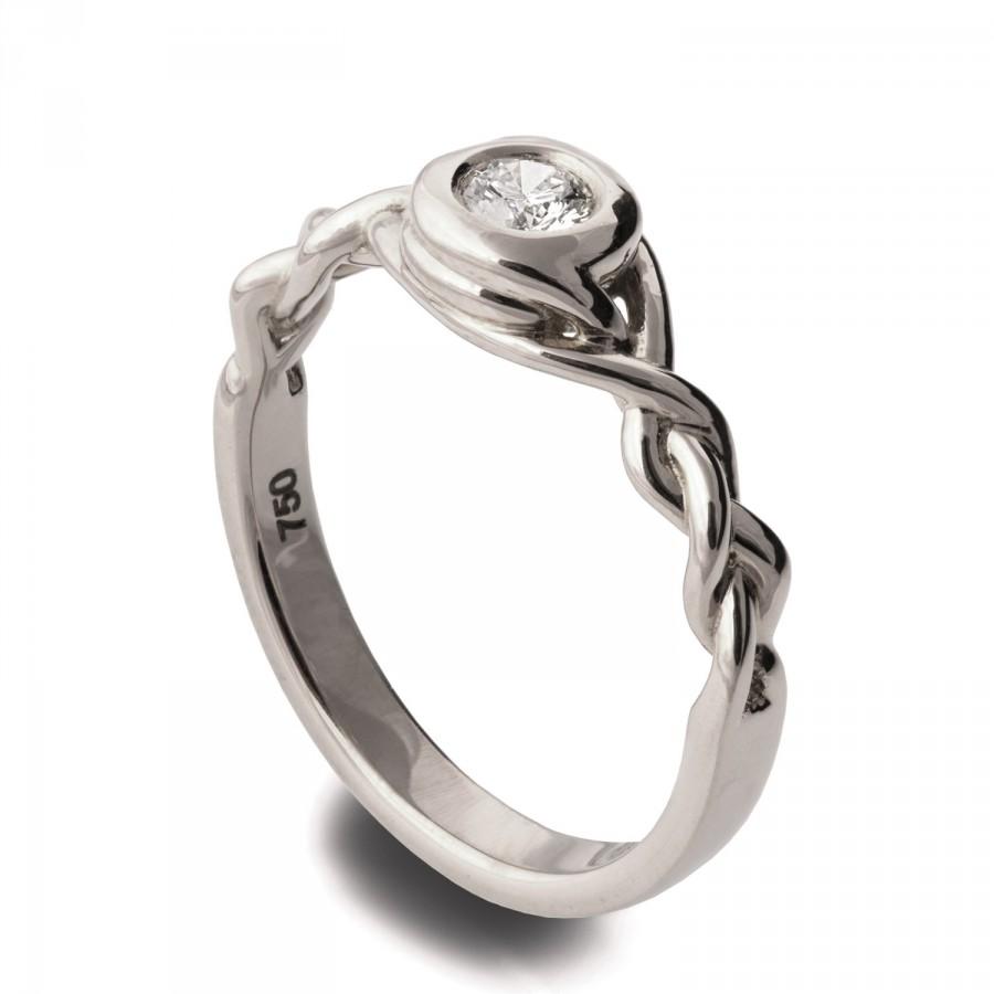 Hochzeit - Unique Engagement Ring - 14K White Gold and Moissanite engagement ring, celtic ring, engagement ring, Moissanite ring, art deco, edwardian,5