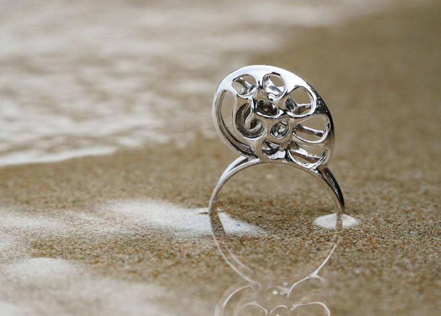زفاف - Silver Nautilus Ring, Unusual Birthday Gifts, Seashell Ring, Salvador Dali jewellery, Slow Ring, 3d printed ring, Vulcan Jewelry