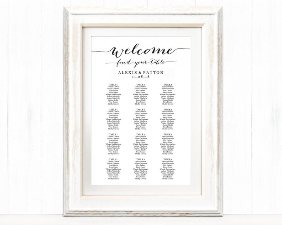 Свадьба - Welcome Wedding Seating Chart Template in FOUR Sizes, Wedding Sign Seating Chart Poster, DIY Printable, Reception Sign 