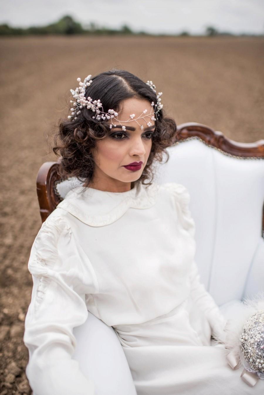 Свадьба - silver Hairvine, pearl halo, hair vine ,boho,fashion,hairpiece, gold hairpiece, wedding accessory bridal hairpiece,