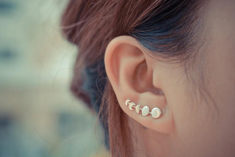Mariage - Moon Phases Sterling Silver Ear Climbers