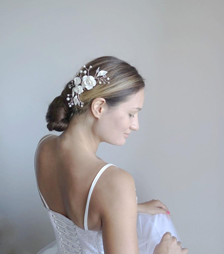 زفاف - Bridal hair comb.Silver wedding hair comb.Wedding Hair Accessories.Bridal comb.Wedding hair comb/ Floral Bridal Headpiece