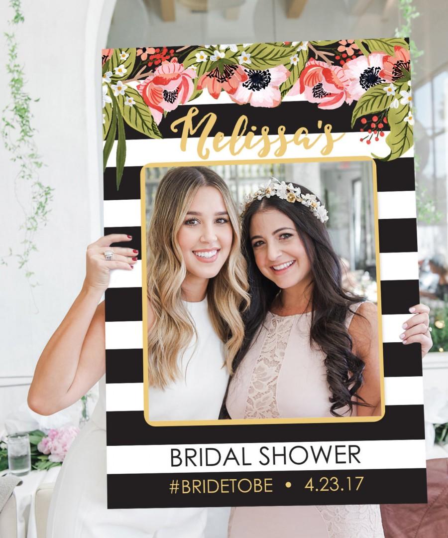 زفاف - Bridal Shower Photo Prop - Wedding Photo Prop - Black and Gold - Stripes - DIGITAL FILE - Printed Option Available - Kate