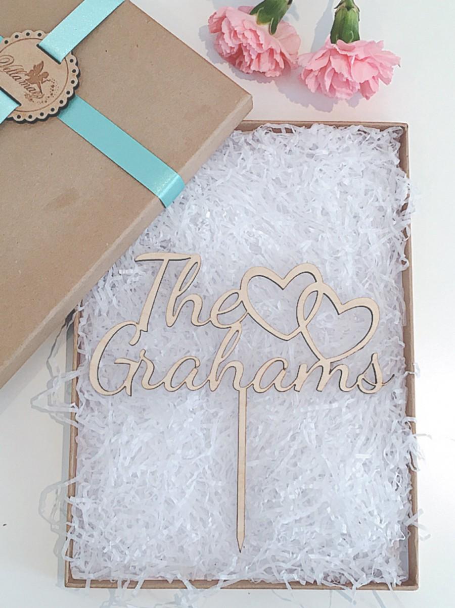 Wedding - Personalised Wedding Cake Topper, Wooden Cake Topper, Glitter Cake Topper, Rustic Cake Topper, Various Colours