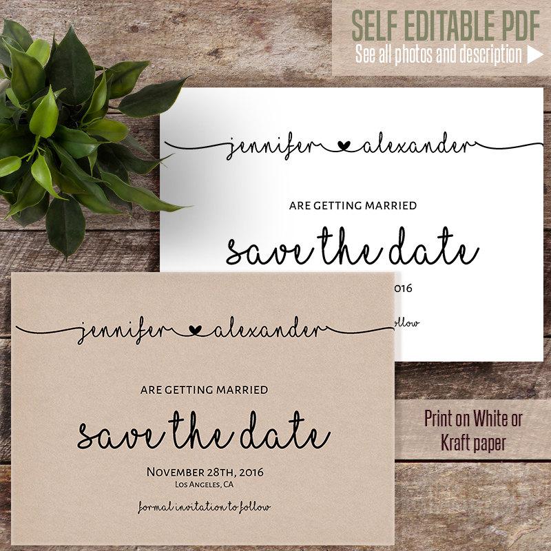 Mariage - Save the Date, Wedding templates, Printable Save the date, Instant download self editable PDF S119
