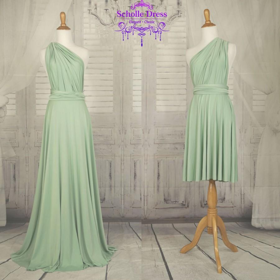 Wedding - Sage green bridesmaid dress infinity Dress Convertible Formal,wrap dress party dress Evening dress -C43# B43#