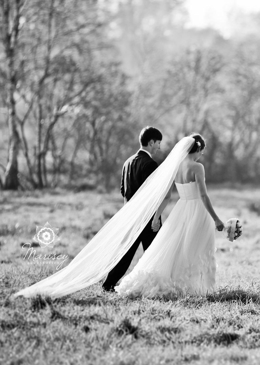 Wedding - Bridal veil, cathedral veil, long chapel wedding veil, tulle blusher veil, single layer sparkle veil "Elizabeth"