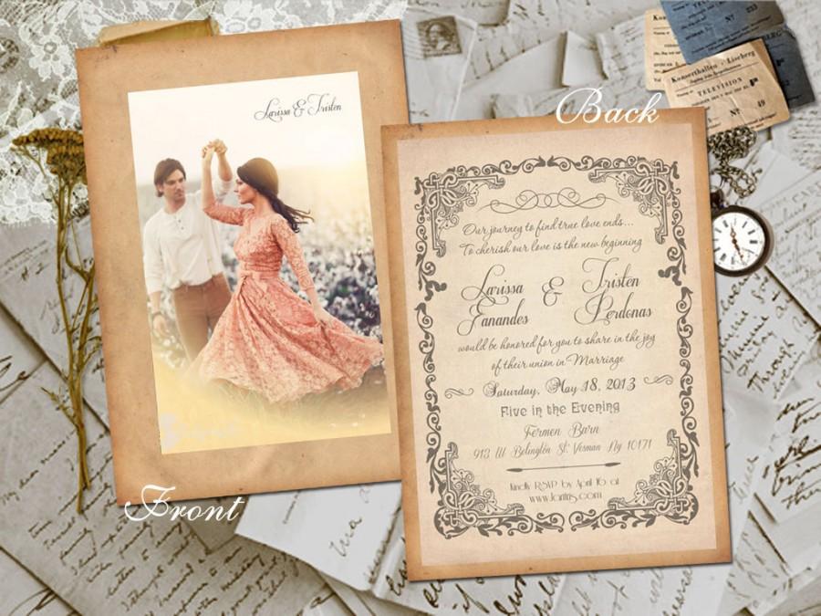 زفاف - Wedding Invite and RSVP - Allaire Vintage Elegant Personalized Card Suite