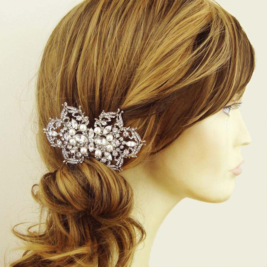 Wedding - HALF PRICE Sale- Pearl Bridal Hair Comb, Wedding Hair Comb, Vintage Style Wedding Bridal Accessories, Filigree Hair Comb,  SHANNON