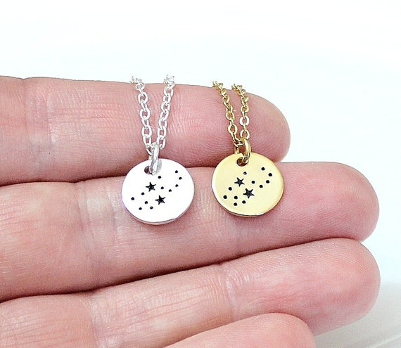 Свадьба - Virgo constellation Sterling Silver necklace, Silver and gold constellation necklace, Virgo necklace, Birthday Gift, Virgo zodiac gift