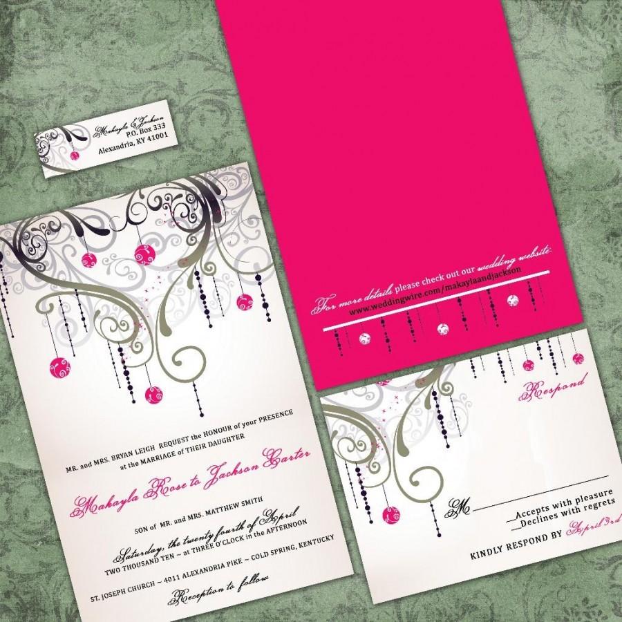 Свадьба - Custom Wedding Invitations - Romantic Set - An Evening in Paris Wedding Invitation Suite with RSVP cards and address labels