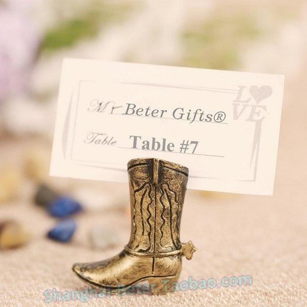 زفاف - Beter Gifts® 派对餐盘小桌卡复古牛仔靴子席位卡SZ059高端婚礼创意餐桌小布置
