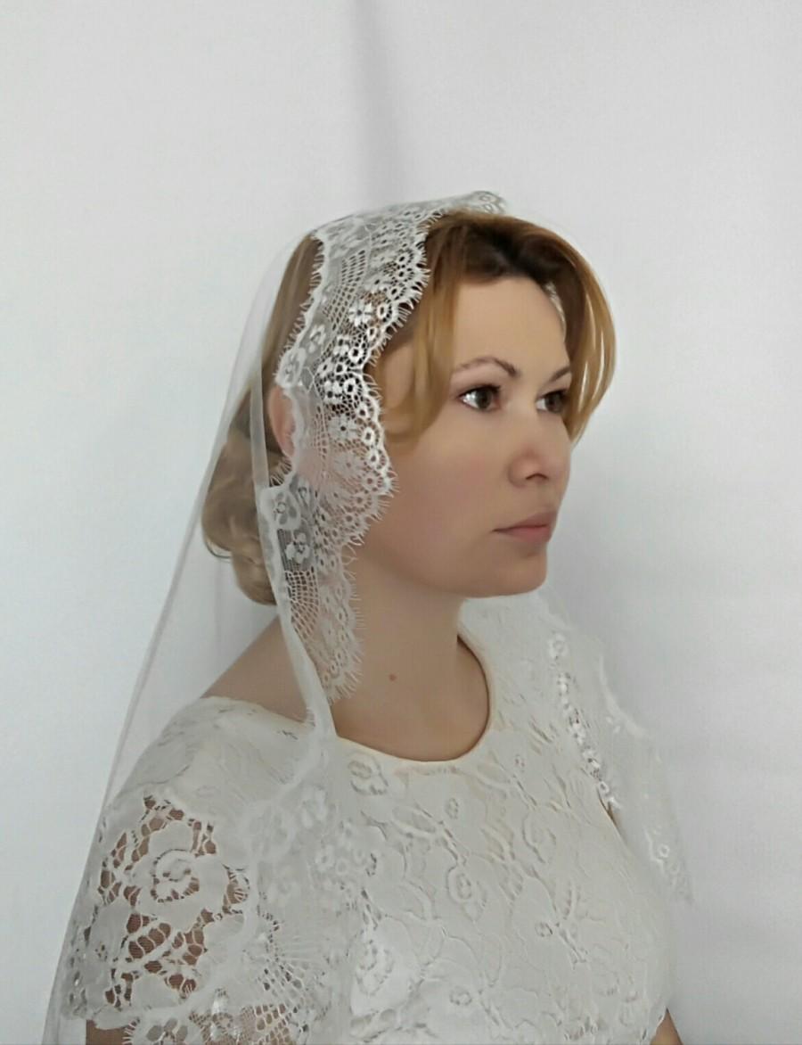 Mariage - Mantilla Veil, Mantilla Wedding Veil, Catholic Mantilla, Chapel Veil, Wedding Veil Lace Edge Veil Lace Veil Lace Wedding Veil Fingertip Veil