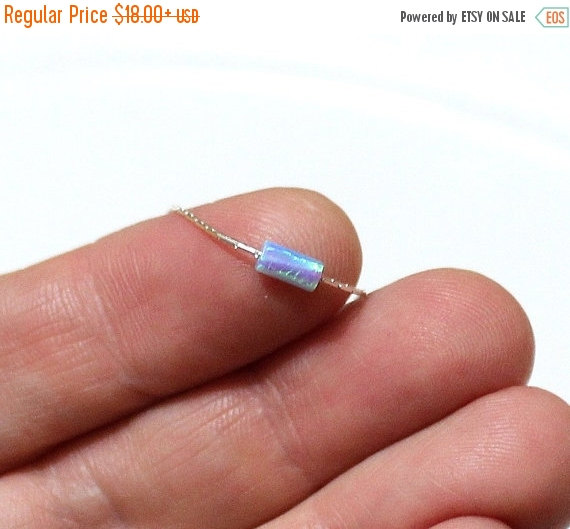 Mariage - Spring Sale SALE Opal Tube Necklace, Opal Necklace, Opal Silver Necklace, Opal Jewelry, Blue Opal Necklace, Blue Tube Opal Necklace, Simple