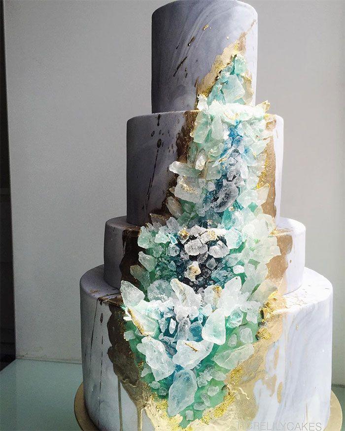 Hochzeit - This New Geode Wedding Cake Trend Is Rocking The Internet
