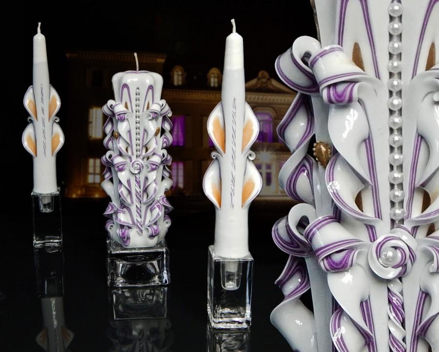Wedding - Lavender&Ivory Wedding unity candle set, Unity candle, unity candles, wedding ceremony, unity candle SET -