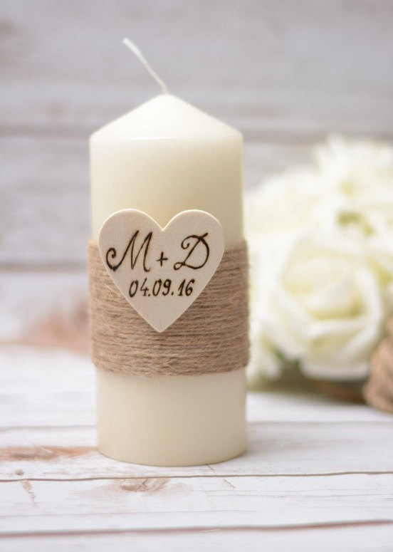 Свадьба - Wedding candle Personalized Rustic Unity Candle Hochzeitskerze   Kerze