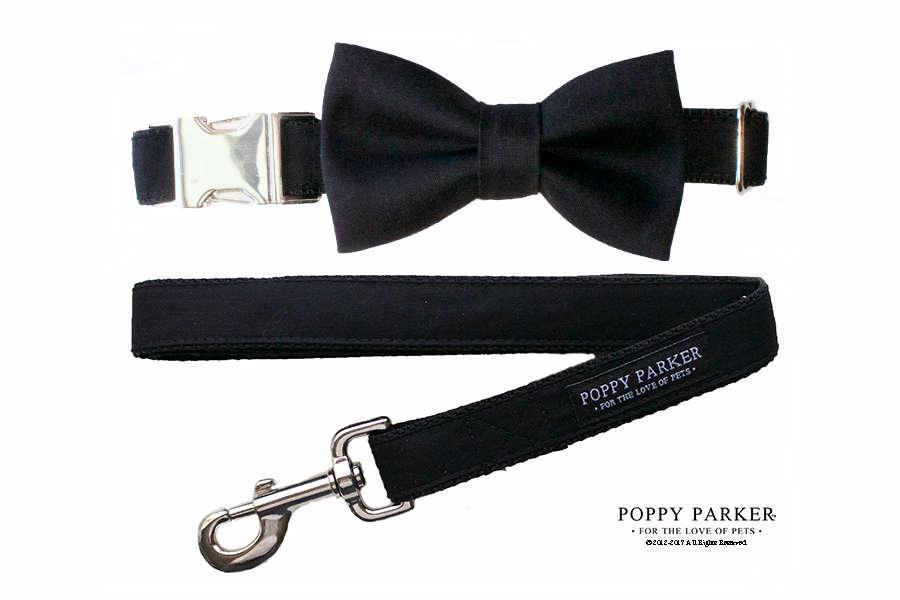 زفاف - Black Dog Bow Tie - Optional Matching  Leash - Dog In Wedding - Ring Bearer