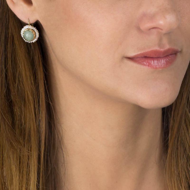Mariage - Gold Aquamarine Earrings, Aquamarine Pearl Queen Earrings, Aquamarine Jewelry, Bohemian Wedding Earrings, March Birthstone, Aquamarine Gift